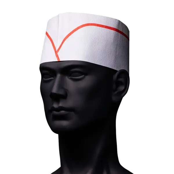 AMPri Einweg-Schiffchenhaube mit Papierkrone aus Papier, weiß-rot 1 Box = 100 Stück