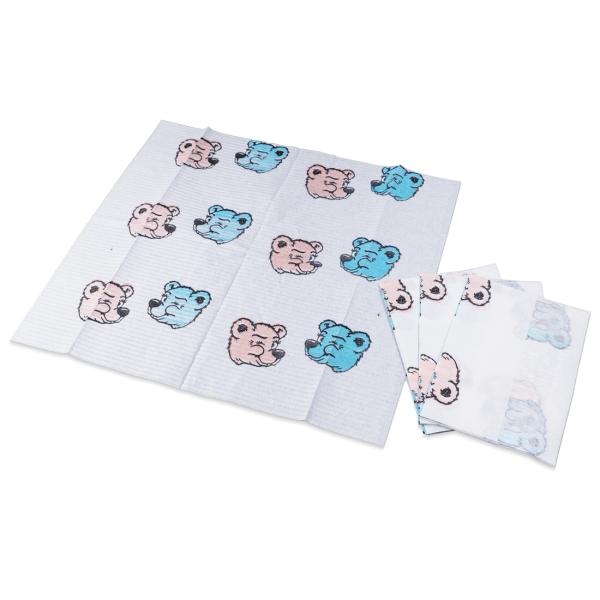 MED-COMFORT Dental Patientenservietten für Kinder 33 x 35 cm, weiß mit Motiv 1 Karton = 500 Stück