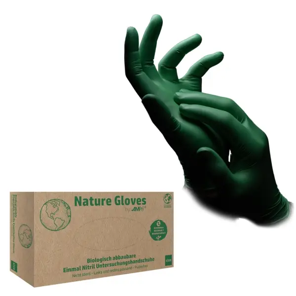 Nature Gloves Nitril-Untersuchungshandschuhe puderfrei, grün, Gr. S 1 Box = 100 Stück