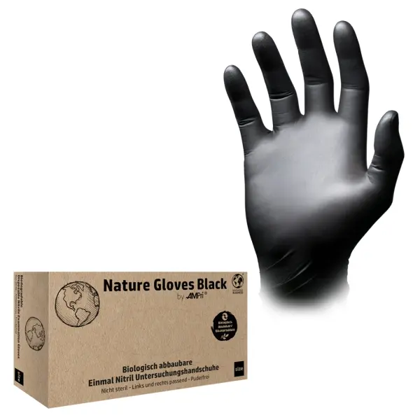 Nature Gloves Black Nitril-Einmalhandschuhe puderfrei, schwarz, Gr. M 1 Box = 100 Stück