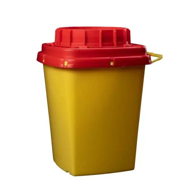 AMPri CP Einweg-Kanülen-Entsorgungsbox 3 L aus Kunststoff, eckig gelb-rot