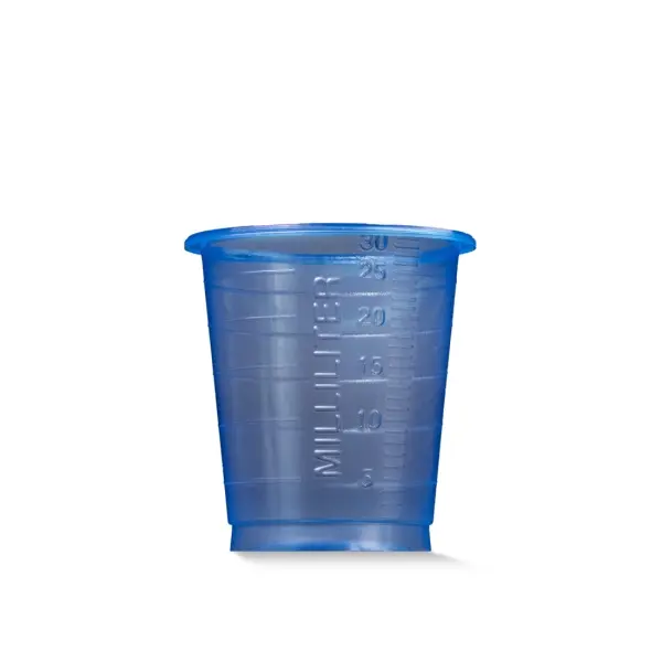 AMPri Einmal Medizinbecher  30 ml graduiert, blau, (4800 Stück) 1 Karton = 60 Beutel