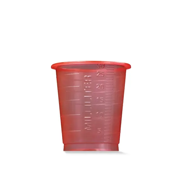 AMPri Einmal Medizinbecher  30 ml graduiert, rot, (4800 Stück) 1 Karton = 60 Beutel