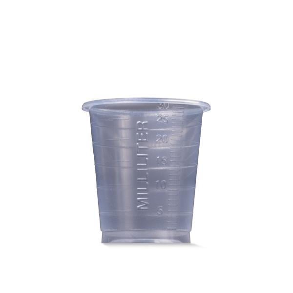 AMPri Einmal Medizinbecher  30 ml graduiert, transparent, (4800 Stück) 1 Karton = 60 Beutel