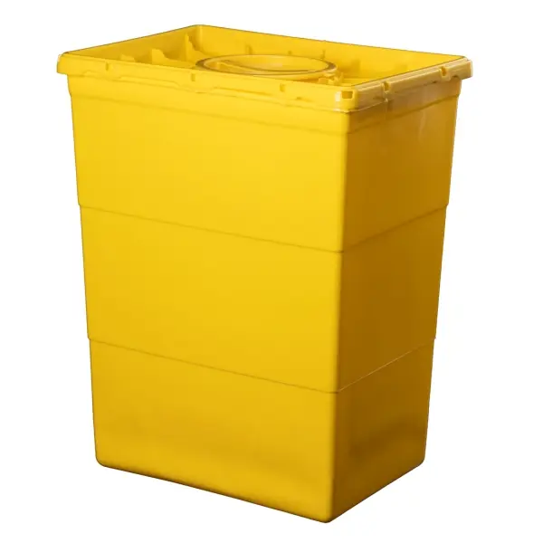 AMPri Entsorgungsbehälter 50 l Einweg-Entsorgungsbox mit Deckel gelb