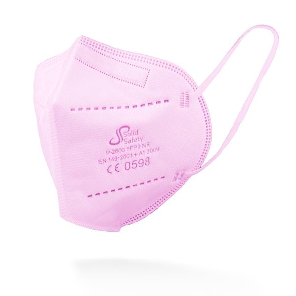 SolidSafety FFP2-Atemschutzmaske mit Ohrenschlaufen pink 1 Box = 5 Stück