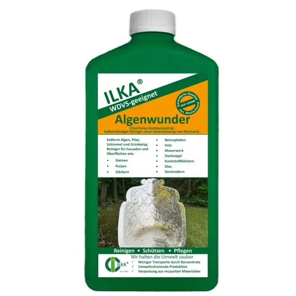 ILKA Algenwunder Hochkonzentrat ohne Chlor, Säure oder mechanisches Schrubben, 1 l Flasche 1 Karton = 12 Flaschen