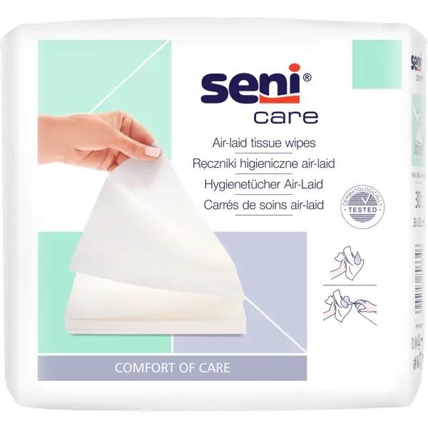 Seni Care Hygienetücher Air-Laid 18 x 31 cm Reinigungstücher für Pflegetätigkeiten 1 Pack = 100 Stück
