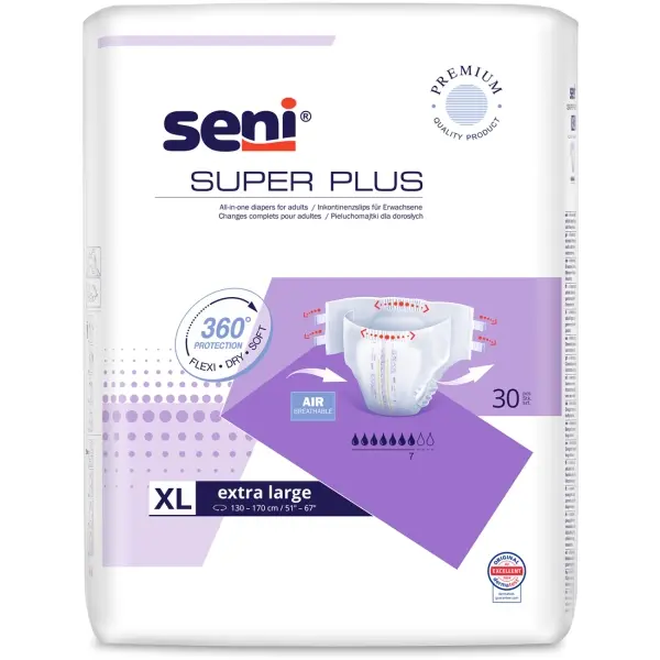 Seni Super Plus Gr. XL Inkontinenzslip mit Klebeklettverschlüssen 1 Beutel = 30 Stück