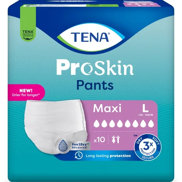 TENA ProSkin Pants Maxi Gr. L Einweghosen für mittelschwere Inkontinenz 1 Beutel = 10 Stück