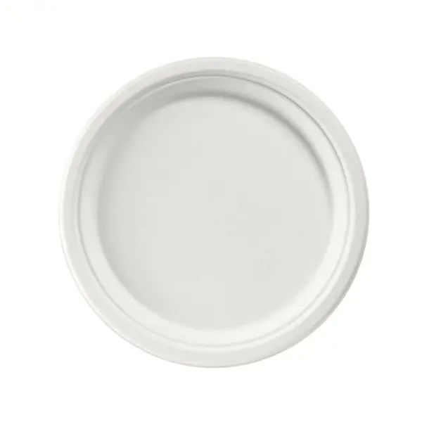 Bagasse-Teller rund weiß Ø 26 cm, unbeschichtet 1 Karton = 400 Stück