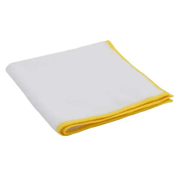 DE WITTE Recycled Soft 83% naturfarbig 38 x 38 cm, Rand gelb 1 Pack = 5 Tücher