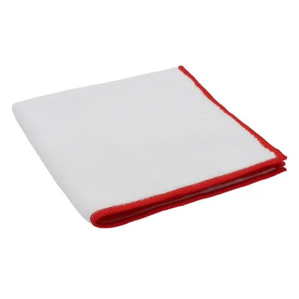 DE WITTE Recycled Soft 83% naturfarbig 38 x 38 cm, Rand rot 1 Pack = 5 Tücher