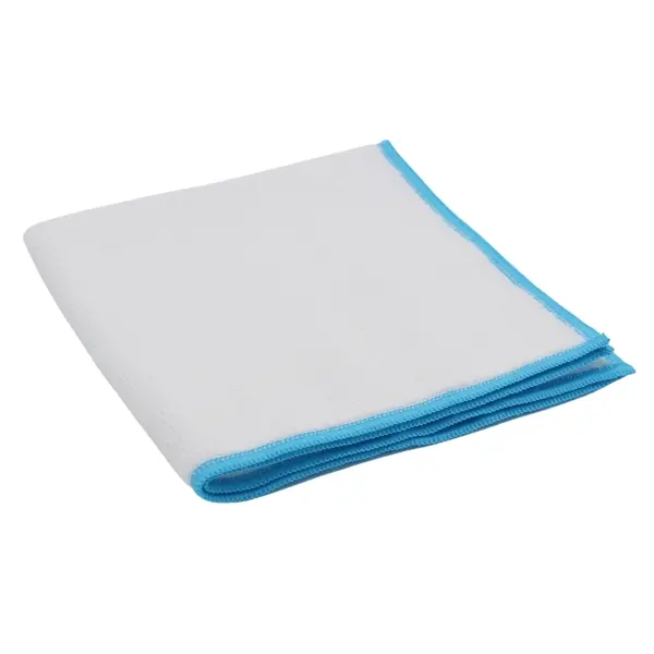 DE WITTE Recycled Soft 83% naturfarbig 38 x 38 cm, Rand blau 1 Pack = 5 Tücher