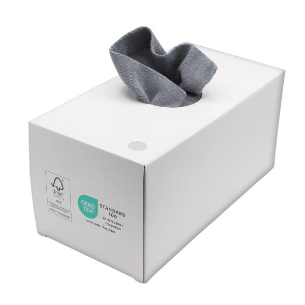DE WITTE Microfasertuch Spenderbox Soft 38 x 38 cm, grau 1 Box = 50 Tücher