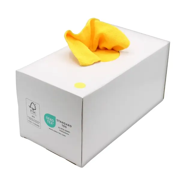 DE WITTE Microfasertuch Spenderbox Soft 38 x 38 cm, gelb 1 Box = 50 Tücher