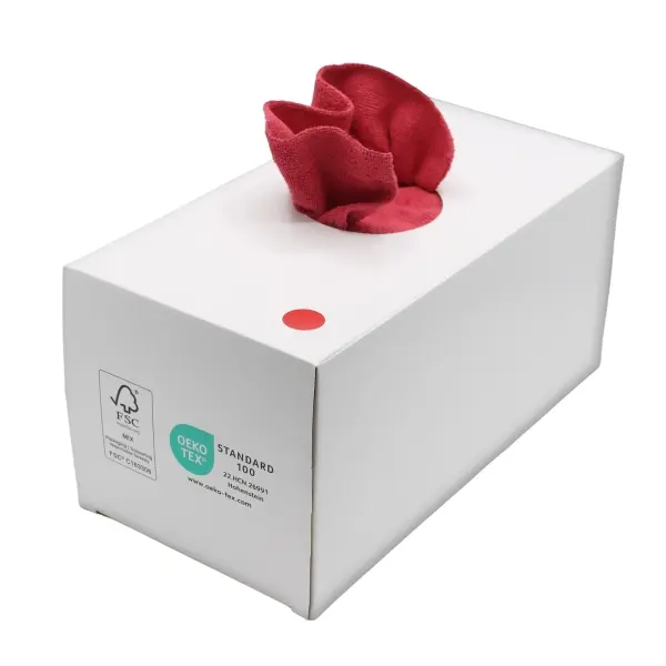 DE WITTE Microfasertuch Spenderbox Soft 38 x 38 cm, rot 1 Box = 50 Tücher