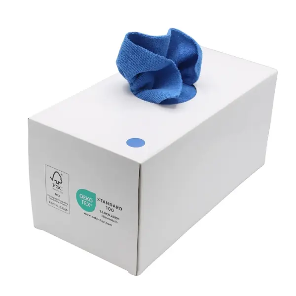 DE WITTE Microfasertuch Spenderbox Soft 38 x 38 cm, blau 1 Box = 50 Tücher