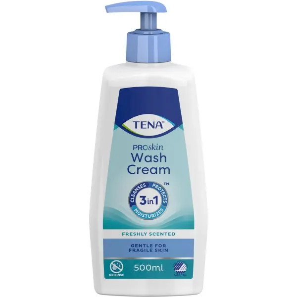 TENA Wash Cream sanfte Reinigungslotion mit 3-in-1-Formel 500 ml Flasche