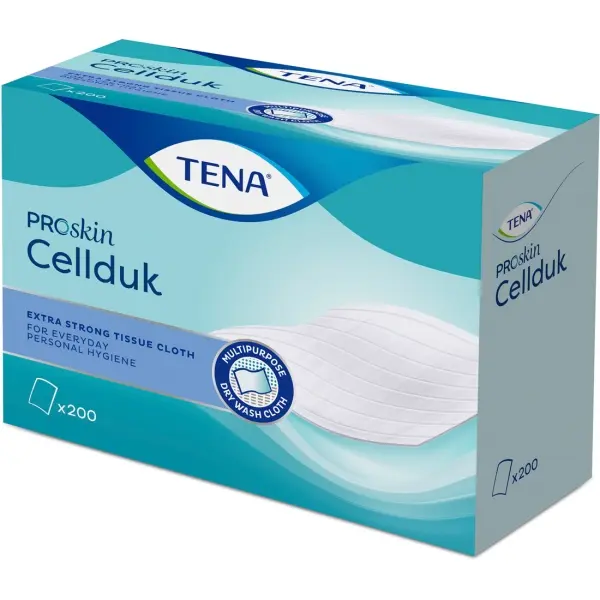 TENA Cellduk Waschtücher 25 x 26 cm reißfeste Trockentücher 1 Pack = 200 Stück