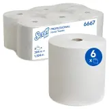 Kimberly-Clark Scott Rollenhandtuch 1-lagig, weiß, Airflex, Rolle a 304 m 1 Karton = 6 Rollen