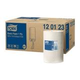 TORK Universal Papierwischtücher 1-lagig, Tissue, weiß, 1 Rolle = 120 m 1 Karton = 11 Rollen