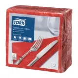 TORK Advanced, Soft Dinnerserviette 3-lagig, 39 x 39 cm, 1/4 Falz, rot 1 Karton = 1200 Stück