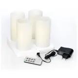 Duni LED Stumpenkerzen- Set 220 x 75 mm warm white, Set mit je 4 LED- Kerzen inkl. Ladestation u. Fernbedienung