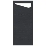 Duni SACCHETTO Zelltuch Serviettentasche 190 x 85 mm, schwarz / Serviette weiss 1 Karton = 5 x 100 Stück