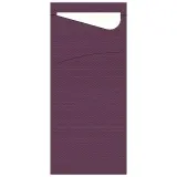 Duni SACCHETTO Zelltuch Serviettentasche 190 x 85 mm, plum / Serviette weiß 1 Karton = 5 x 100 Stück