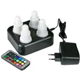 Duni LED - Set Multicolour 1 x Ladestation, 4 x LEDS, 1 x Adapter, 1 x Fernbedienung