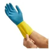 Kimberly-Clark G80 Neopren-Latex Handschuhe 30 cm, gelb-blau, handspezifisch, Gr. S 1 Beutel = 12 Paar