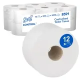 Kimberly-Clark Scott Control Toilettenpapier 2-lagig, weiß, Rolle a 833 Blatt 1 Pack = 12 Rollen