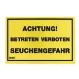 KERBL Warnschild gelb "Achtung! Betreten verboten-Seuchengefahr!"