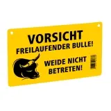 KERBL Warnschild gelb "Vorsicht freilaufender Bulle!"