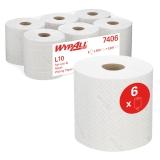 Kimberly-Clark WypAll L10 Papierwischtuch für Service & Einzelhandel 1-lagig, 38 x 18,5 cm, weiß, Rolle a 500 Blatt 1 Pack = 6 Rollen