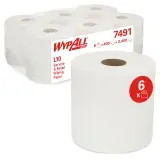 Kimberly-Clark WypAll L10 Papierwischtuch für Service & Einzelhandel 1-lagig, 38 x 18,5 cm, weiß, Rolle a 400 Tücher 1 Pack = 6 Rollen