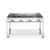 HENDI Grillsystem Green Fire 4 Brenner Profi Line mit Rollengestell Hellgrau, 22kW, 1400 x 612 x 825 mm 