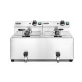 HENDI Profi Line Fritteuse mit Ablasshahn 2 × 8 l Profi Line 16 l, 230V / 7000W, 610 x 515 x 369 mm 