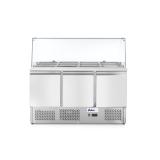 HENDI Kühltisch dreitürig mit Glasdisplay 380 l, Arktic 230V / 310W 1390 x 702 x 1330 mm 