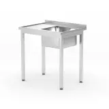 HENDI Waschtisch mit Ablage – verschraubt Tiefe 600 mm Kitchen Line Rechte Seite, 800 x 600 x 850 mm 